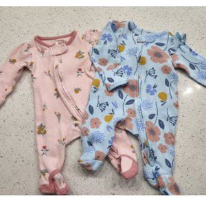 💜2 for $12 Carter's 2-Pack Sleep & Play Blue/pink, 2-way zip pajama floral